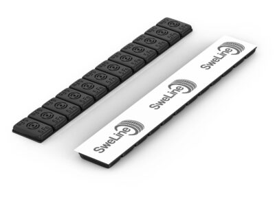 Svarta Sweline Prosteel 104B klistervikter med Easy Tear-tejp för hjulbalansering.