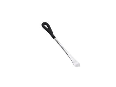 Metallisk skohorn med svart handtag